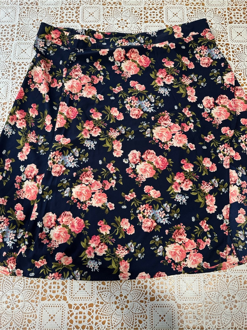Sensational Collections Floral Mini Skirt Women’s 2X Navy Pink Cottagecore Y2K